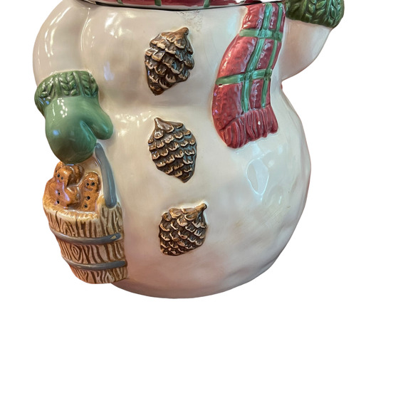 Vintage Bico Snowman Cookie Jar 10.5" Holding Cookies With Mittens, Toby & Scarf - Picture 3 of 10